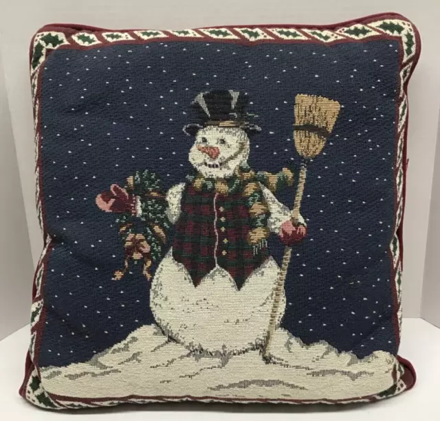 Riverdale Vintage Snowman Christmas Tapestry Decorative Throw Pillow