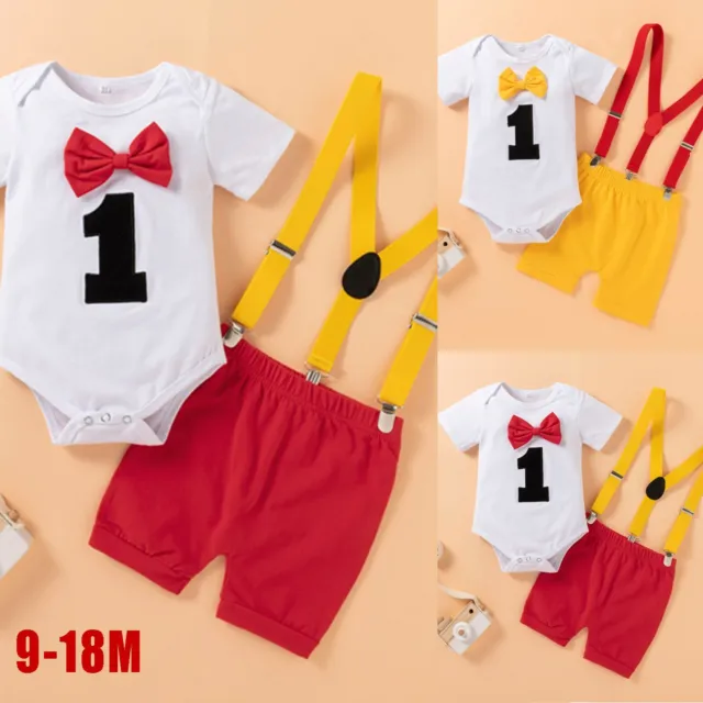 Infant Baby Boys Bow Tie Romper Bodysuit Funny 1ST Birthday Clothes Outfits Sets
