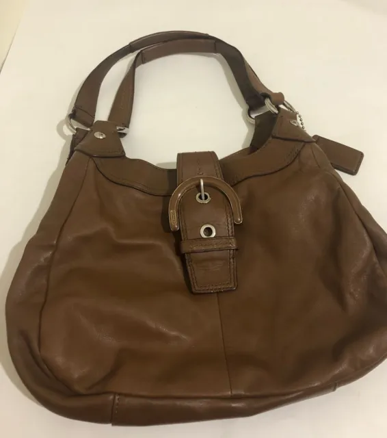 Coach Lynn F17219 brown leather belted hobo shoulder bag