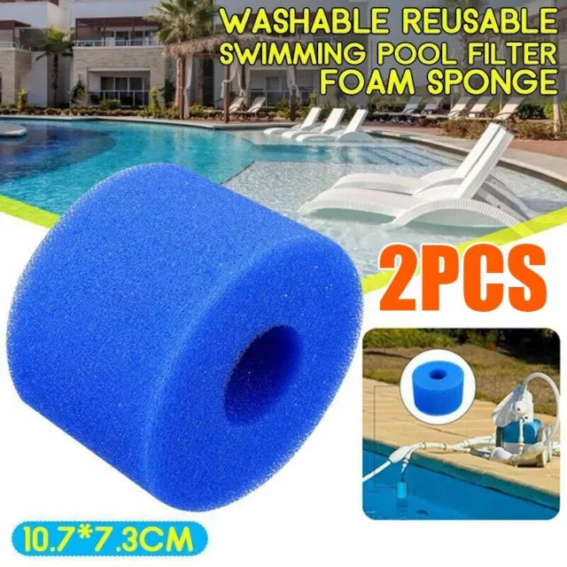 2pcs Reusable Washable Foam Hot Tub Filter Cartridge Spa Pool For Intex Portable