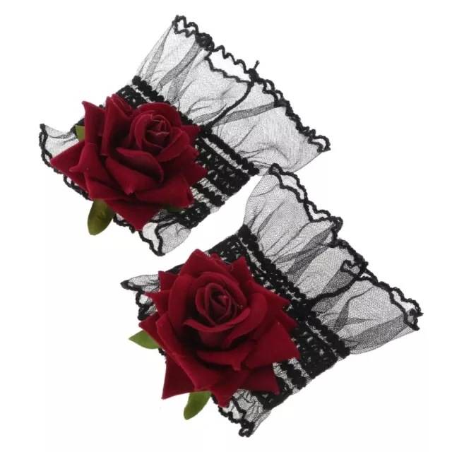 Decorative Sleeve with Rose Bride Dress Bracelet Elastic Wrist Accessories