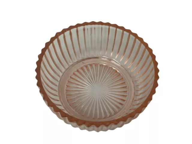 Anchor Hocking Pink Depression Glass Queen Mary Pattern Fluted Bowl