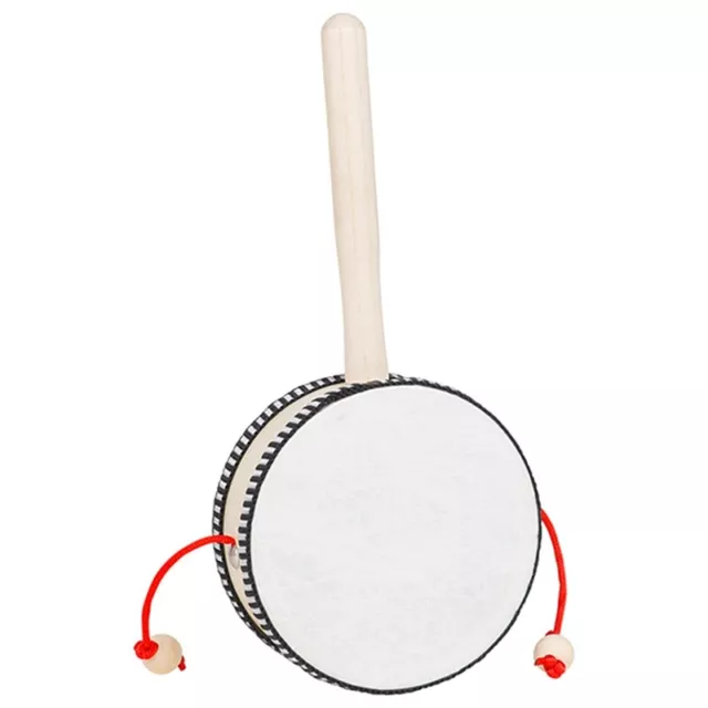 1X(Hand-Cranked Wooden Black-Edged Rattle Musical Instrument Tambourine 4 Ipl 2