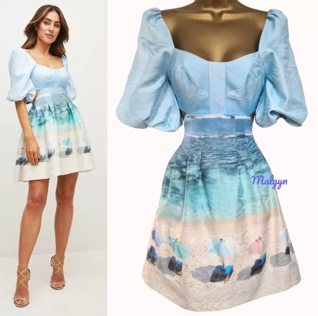 Karen Millen ✩ X Lydia Millen Stunning Scenic Beach Print Mini Dress ✩ Uk 8