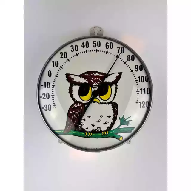 Vintage Owl Jumbo Dial Thermometer | Ohio Thermometer Co | Retro 70's Home Decor
