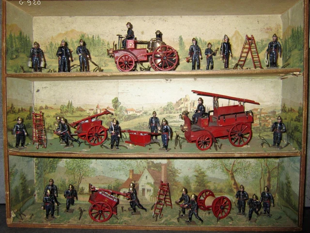 Figurines Pompiers En Plomb CBG-Mignot - Lot De 2, Jouet Miniature Suisse