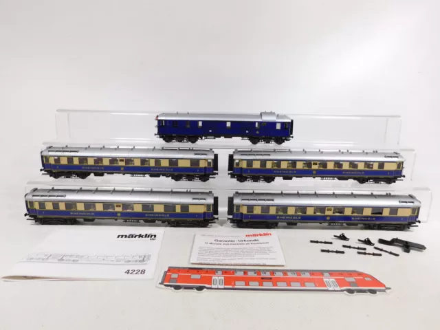 DN766-3# Märklin H0 AC 4228 Set Vagoni Rheingold DRG Nem Kk Kkk Luce Molto Buono