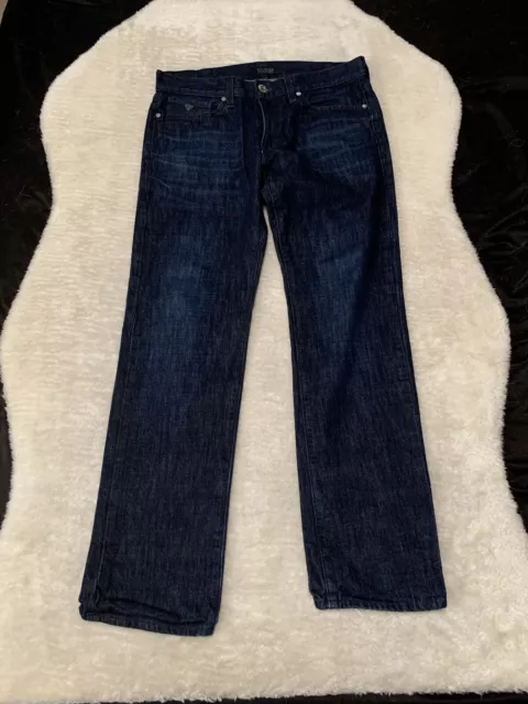 Guess Lincoln Slim Straight Dark Blue Mens Denim Jeans Size 34x33 Pants