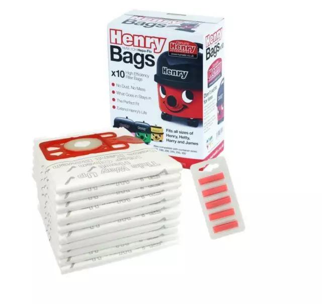 Genuine Numatic Hepa-Flo Vacuum Bags & Freshener Henry Hetty James NVM-1CH