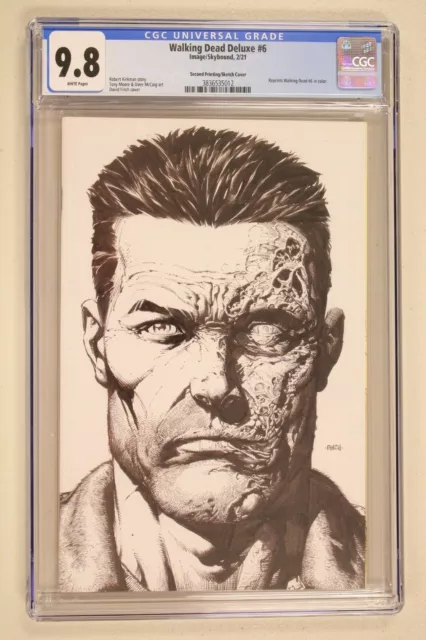 Walking Dead Deluxe #6 2nd Print 1:25 Finch Sketch Variant CGC 9.8 Image 2021