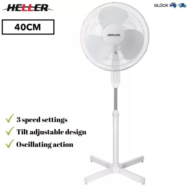 Heller 40cm Pedestal Stand fan Air Cooling 120 cm Height adjustable 3 speed fan