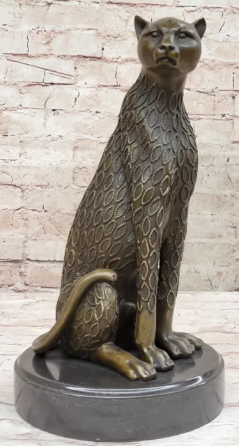 Panther Jardín Estatua Vintage Artesanal Bronce Cougar Escultura Estatua