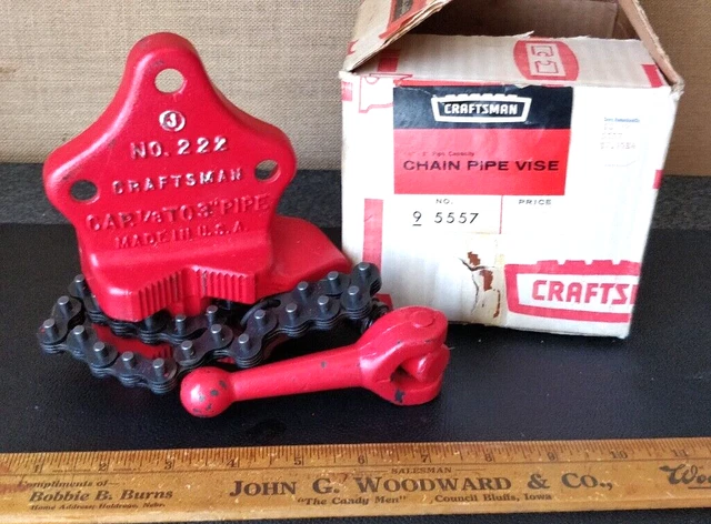 NOS!!! RARE Craftsman NO. 222 BENCH MOUNT CHAIN PIPE VISE 1/8" - 3”  USA