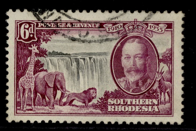 SOUTHERN RHODESIA GV SG34, 6d black & purple, USED. Cat £24.