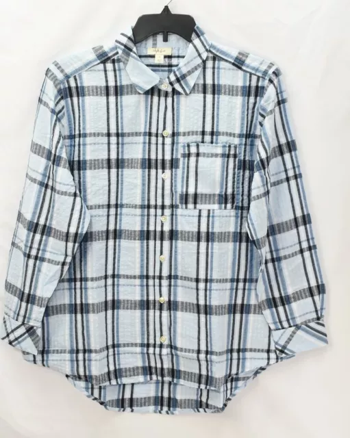 Style & Co Women's Plus Size 2X Plaid Button Down Boyfriend Shirt Blue NwT