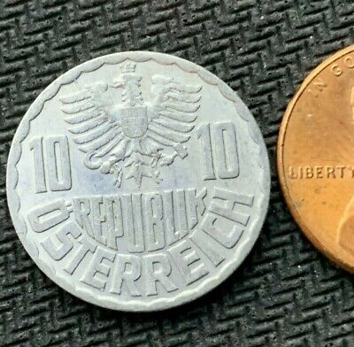 1964 Austria 10 Groschen Coin AU   High Grade  World Coin     #B624 2