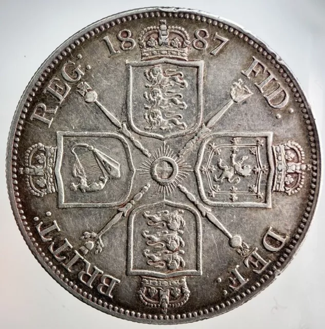 1887 Victoria Double Florin Silver Coin | Very Fine Grade | a486