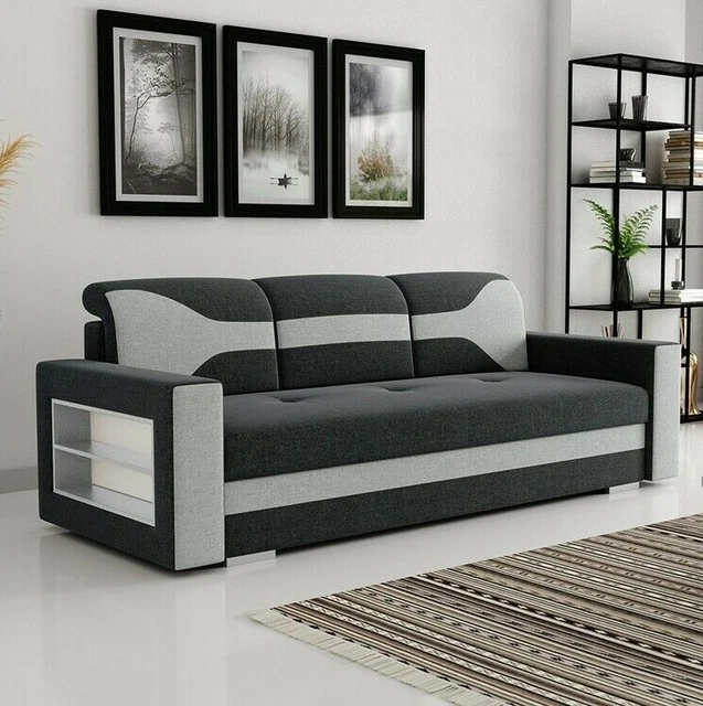 SOFA BED ELIPSA with Storage Container Sleep Function Fabric Bonell