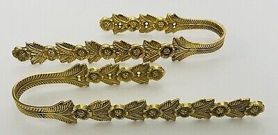 Solid Brass Curtain Tie Back Flowers Leaves 11.25" Drape Hooks Wall Mount India