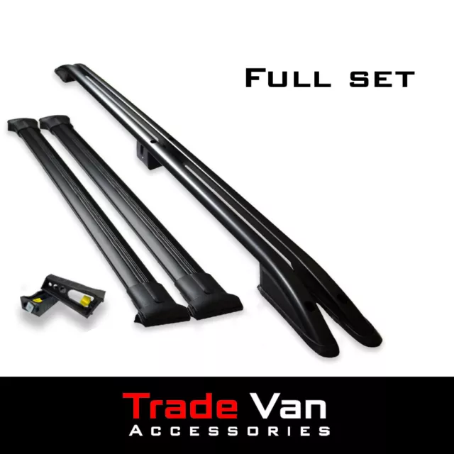 Ford Transit Custom Swb Black Aero Pro Roof Rack Set With Load Stops 2012-23