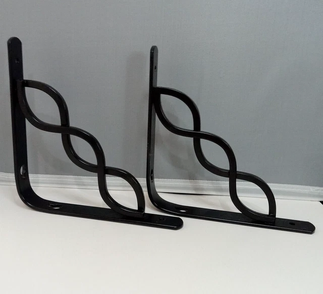 Steel Celtic Scroll Black 6" X 6" Shelf Brackets Lot of 2 Corbels 2