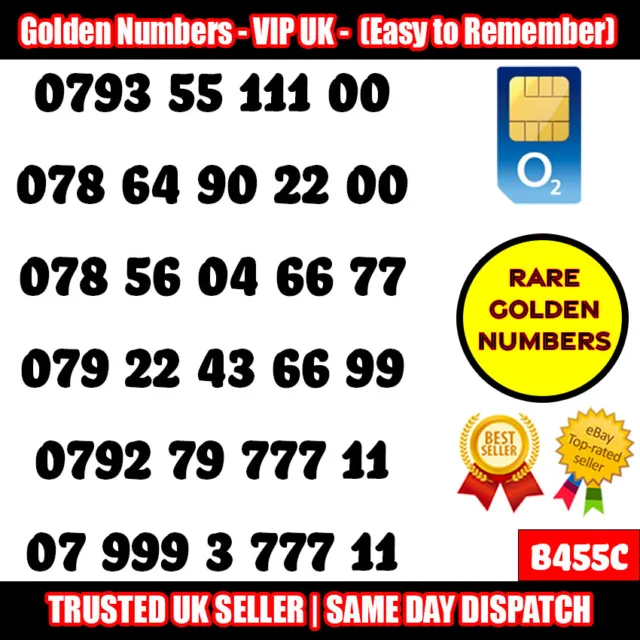 Gold Easy Mobile Number Memorable Platinum Uk Pay As You Go Sim Lot - B455C