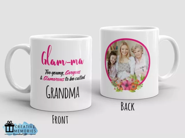Personalised Mothers Day Mug Cup - Grandma Photo Mug - Glam-ma Mug