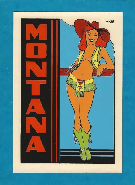 Vintage Original 1946 Cowgirl "Miss Montana" State Sexy Pinup Water Decal Art