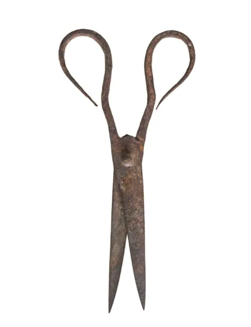 19th Century  Middle Eastern Antique: A Pair of Hand Forged Rustic Iron Scissors 3
