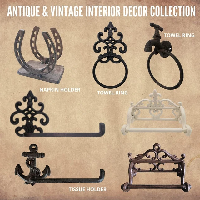 Comfy Hour Antique and Vintage Collection Cast Iron Tissue Holder, 6x4 Inch 5