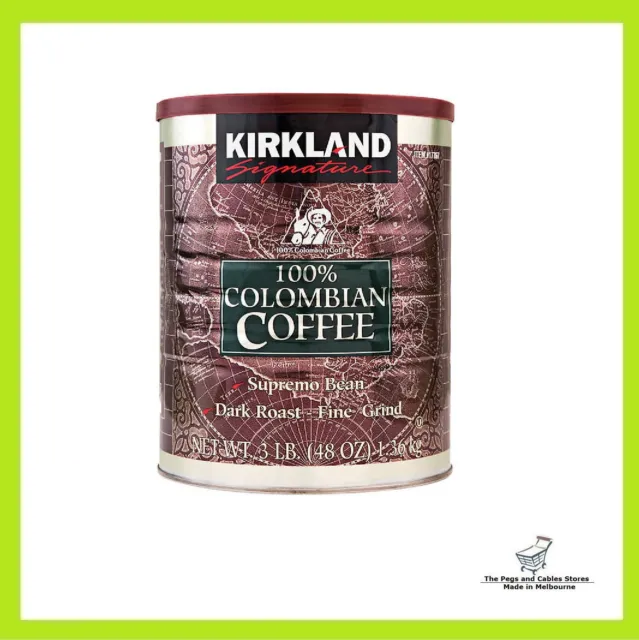 Kirkland 100% Colombian Coffee Supremo Bean Dark Roast Fine Grind 1.36kg
