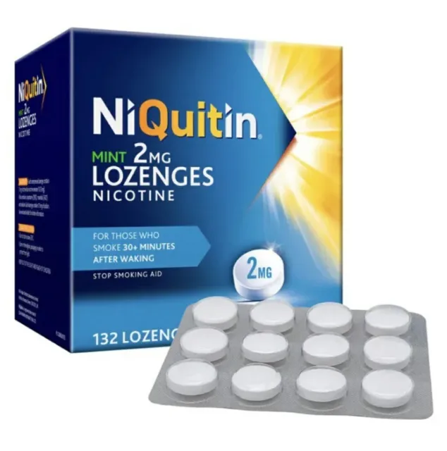 Pastillas de nicotina NiQuitin como nuevas 2 mg - paquete de 132 - dejar/dejar de fumar adicción