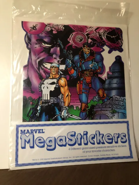 Marvel Mega Stickers Pack of 4  Puisher  Wolverine Spider-Man 1990 Sealed Mint