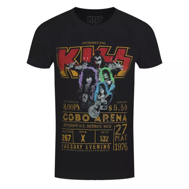 Kiss Official Cobo Arena 1976 Rock Band Eco 100% Recycled New Mens Black T-Shirt