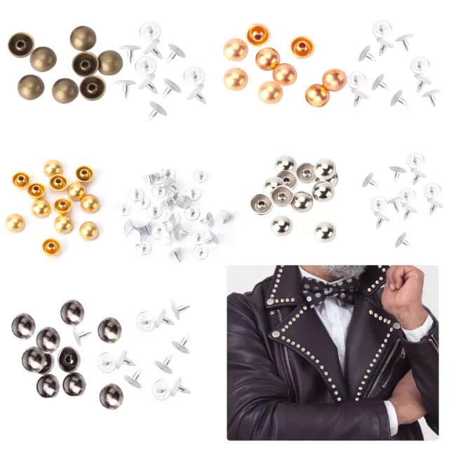 100pcs Punk Clous Dôme Pointes Rivets Sacs Cuir Crafts Veste Ceinture DIY Décor