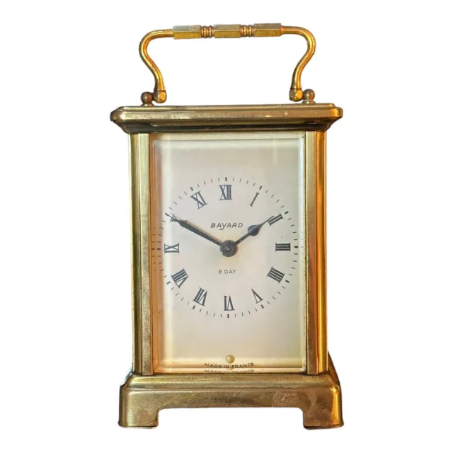 Bayard Duverdrey & Bloquel Desk Clock 8 day work Brass Golden made in france