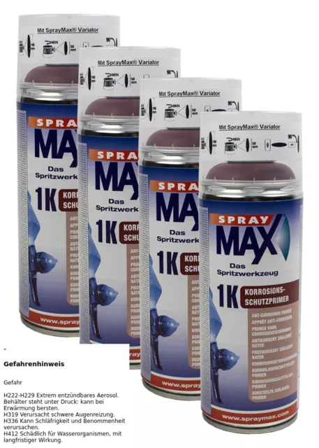 4x KWASNY 680 001 SPRAYMAX 1K Korrosionsschutzprimer rotbraun Grundierung 400ml