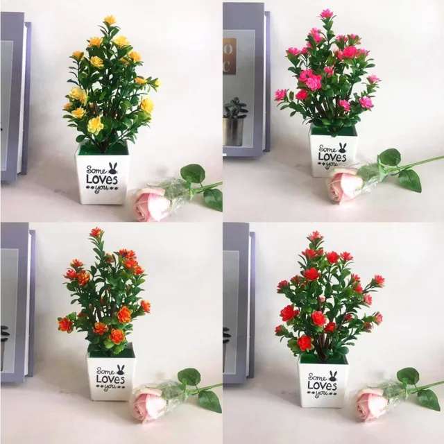 Realistische Kunststoff Kunstblumen Pflanze im Topf ideal für den Außenbereich