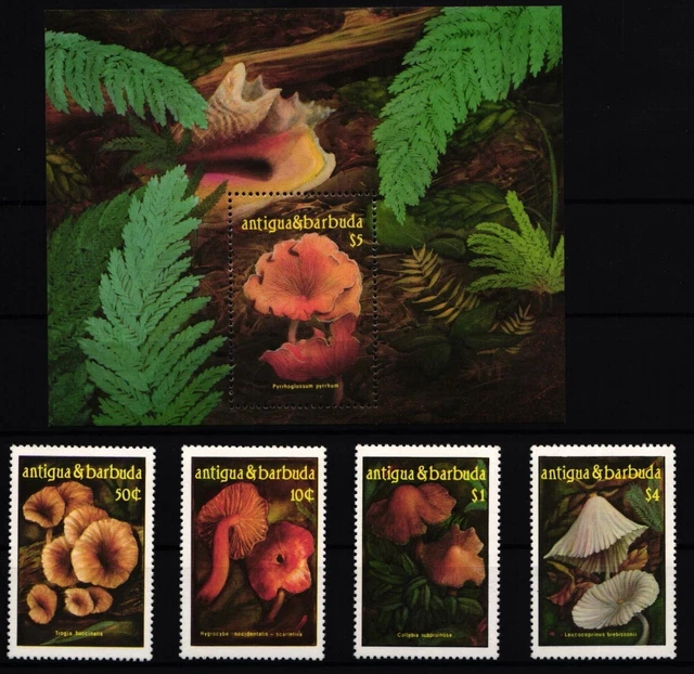Antigua Barbuda 973-976 and Block 116 Mint Mushrooms #JA176