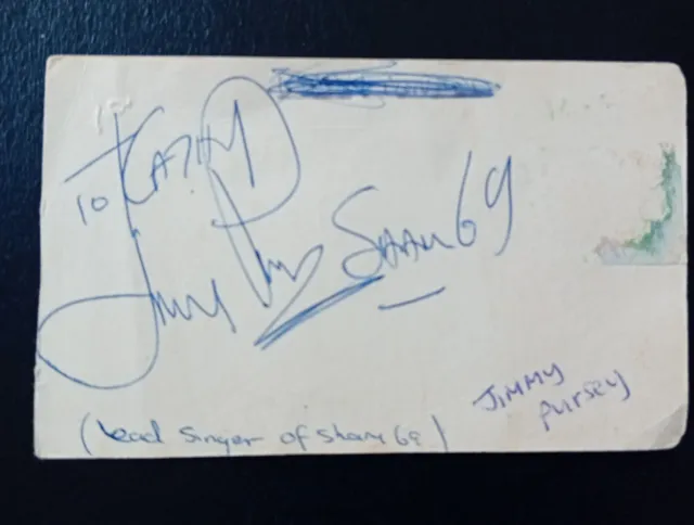 JIMMY PURSEY  SHAM 69  signed Vintage Autograph Book Page PUNK ROYALTY