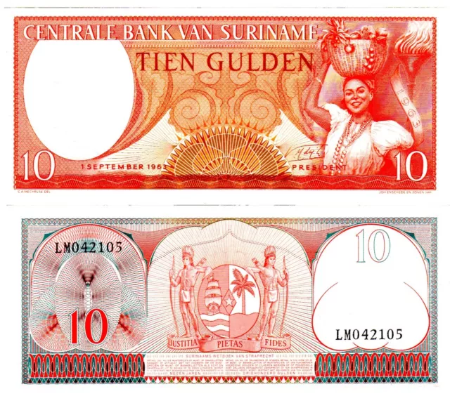 Suriname  SURINAM Billet 10 GULDEN 1963 P121 UNC NEUF