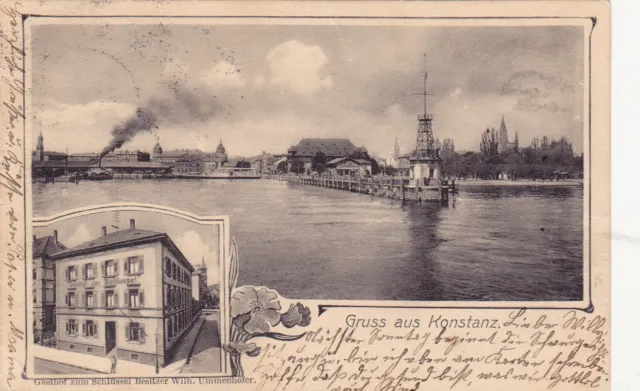 AK-Gruss aus Konstanz-Gasthof zum Schlüssel-Bes.Wilh.Ummenhofer-1913