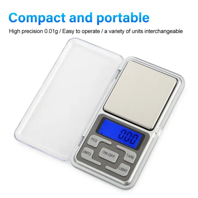 Portable 500g x 0.1g/0.01g Precision Digital Scale Jewelry Pocket Balance Gram