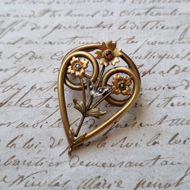 Broche Ancienne 'La Vierge' Plaqué Or Oria - Dimensions 3x0,5cm, Poids 1,45g, état Très Bon