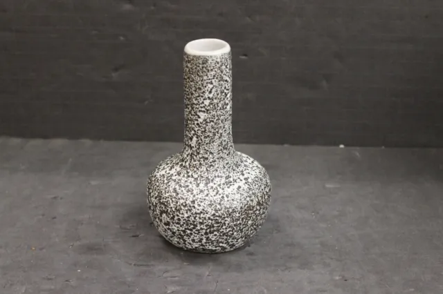 MCM Pigeon Forge Black White Volcanic Flat Longneck Art Pottery Vase Eames Era