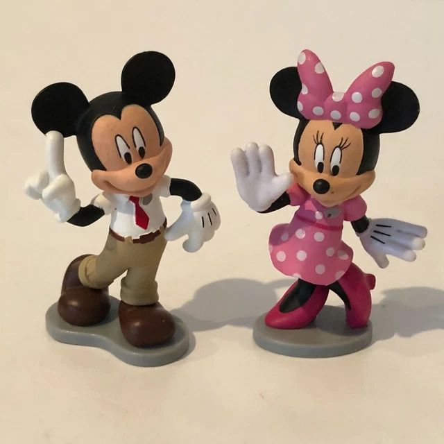 Disney Store Mickey Mouse and Minnie Mouse 3" PVC Figures Cake Toppers Name Tags