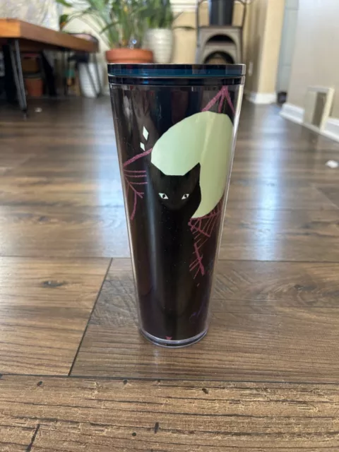 Starbucks Tumbler Halloween Spider Web Black Cat Glow In The Dark 2021 24oz