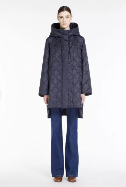 New Max Mara Weekend Navy Quilted Luxepad Coat Size 16