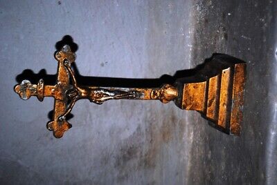 Antique Metal Table Top Crucifix Cross Jesus