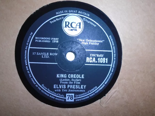 Elvis Presley 78 shellac record King Creole/Dixieland Rock RCA 1081